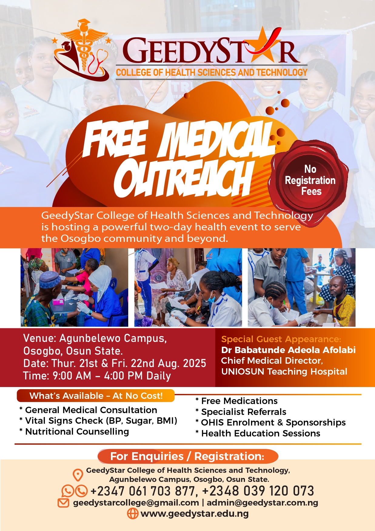 541 Lives Served: GeedyStar College Delivers Health and Hope in Osogbo
