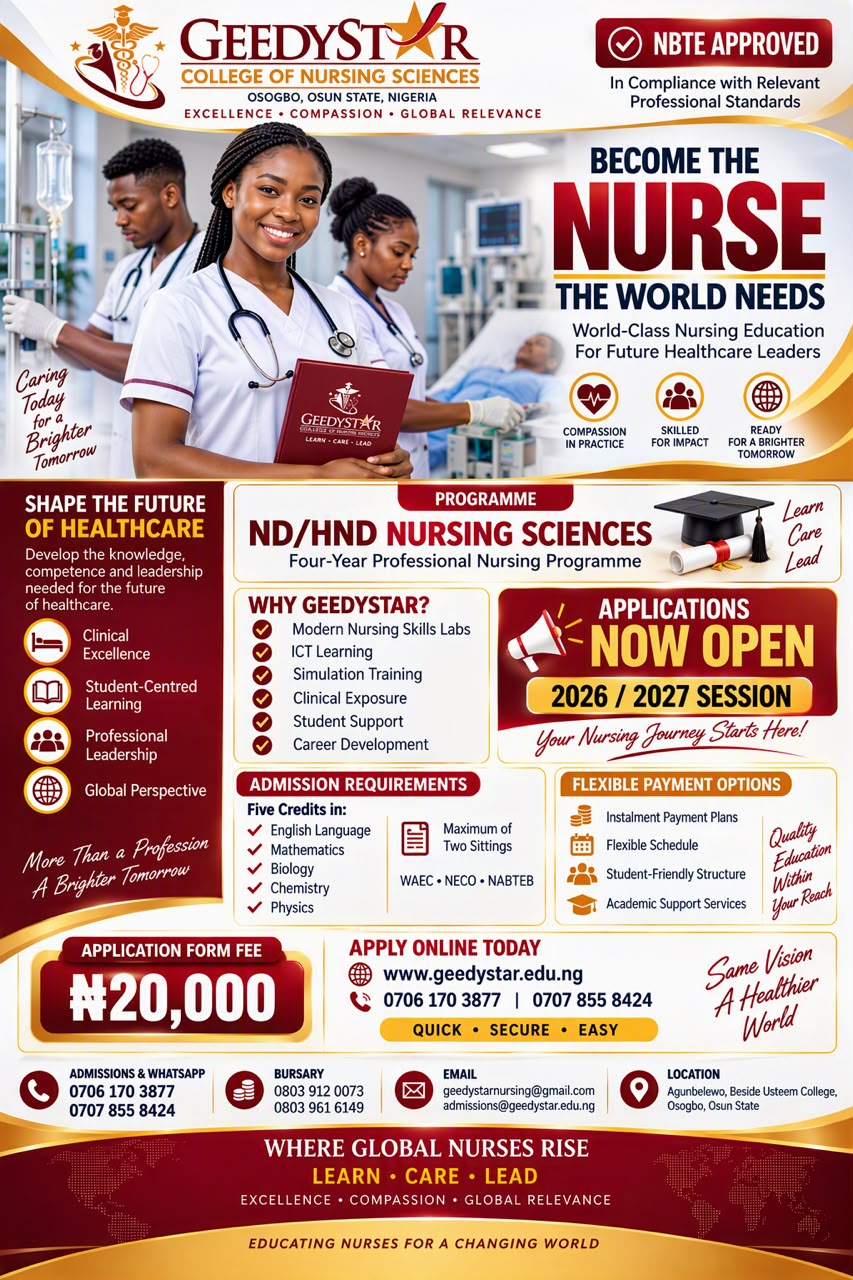 ND/HND Nursing Sciences Admission 2026/2027